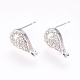 Brass Micro Pave Cubic Zirconia Stud Earring Findings KK-F753-04P-RS-1