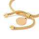 Crystal Rhinestone Flat Round Charm Slider Bracelet with Round Mesh Chain for Women BJEW-C013-07G-3