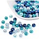 Perles de perles en verre nacré de couleur bleu mélangé de 6mm pour la fabrication de bijoux HY-PH0006-6mm-03-1