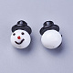 手作りランプワークビーズ  クリスマス雪だるまの頭  ホワイト  18.5~20x13~14mm  穴：1.6mm LAMP-L075-099-2