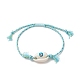 Cauri naturel avec bracelet en perles tressées mauvais œil avec cordon en nylon et coton pour femme BJEW-JB09140-4