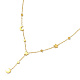 Rhinestone & Natural  Shell Moon & Star Link Chains Lariat Necklace NJEW-M199-08G-2