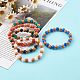 Bracelets extensibles en perles acryliques de style imitation bois et pierres précieuses BJEW-JB06229-2