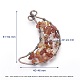 天然および合成チップの宝石の大きなペンダント  赤銅色の真鍮のパーツと  ムーン  61~64x40~46x7mm  穴：2.5~3.5mm KK-F756-04-4