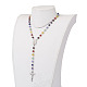 Natural Gemstone Rosary Bead Pendant Necklaces NJEW-JN02057-3