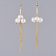 Boucles d'oreilles pendantes en perles de verre écologiques EJEW-JE03813-01-2