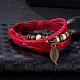 Casual Unisex Zinc Alloy Leaf and Leather Multi-strand Bracelets BJEW-BB15595-A-2