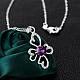 Silver Plated Brass Cubic Zirconia Flower Pendant Necklaces NJEW-BB03005-B-3