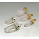 混合天然原料ラフ宝石の結晶のペンダント  真鍮パーツ  不規則なナゲット  26~58x8~20x12~15mm  穴：7x4mm G-M040-M07-1