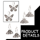 Anattasoul 2 paires 2 style papillon et papillon en alliage de zinc créoles et boucles d'oreilles à levier EJEW-AN0002-64-3