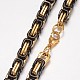 Collar de cadena bizantina de acero inoxidable de dos tonos 201 con cierres de pinza de langosta para hombres y mujeres NJEW-K062-01C4-5mm-2