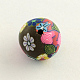 Perles en pâte polymère avec motif de fleurs manuelles CLAY-Q173-09-2