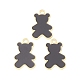 合金エナメルチャーム  クマのチャーム  ゴールドカラー  ブラック  20.5x13x1mm  穴：1.7mm ENAM-G212-16G-05-3