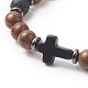 Bracelet extensible perlé de pierres précieuses et de bois de rose naturel pour hommes femmes BJEW-JB09292-5