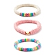 Perles heishi en argile polymère faites à la main ensemble de bracelets pour enfants extensibles BJEW-JB07429-02-1