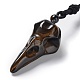 Natural Tiger Eye Plague Doctor Pendant Necklace with Nylon Rope NJEW-H009-01-05-2