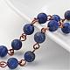 Lapis-lazuli naturels faits à la main perles chaînes, non soudée, avec épingle à œil en laiton, cuivre rouge, 39.3 pouce