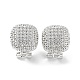 Square Brass Micro Pave Cubic Zirconia Stud Earrings Finding KK-E083-03P-1