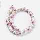 Chapelets de perles en céramique imprimées de fleurs manuelles PORC-J006-A06-3