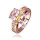 Романтические женские кольца из оловянного сплава с цирконием из настоящего розового золота RJEW-BB14360-8-1