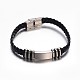 Bracelets de cordon en cuir PU de bioux couleur noir BJEW-G467-14-1