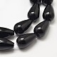 Dyed Natural Black Onyx Teardrop Beads Strands G-P091-10-1