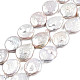 Cuentas de perlas keshi de perlas barrocas naturales redondas planas hebras PEAR-R015-16-1