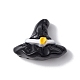 ハロウィンのテーマ不透明樹脂カボション  ブラック  帽子模様  20x25x10mm RESI-E035-01F-1