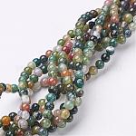 Perles en pierres gemme, naturel agate indienne, ronde, environ4 mm de diamètre, trou: environ 0.8 mm, Environ 85~86 pcs/chapelet, 15~16 pouce