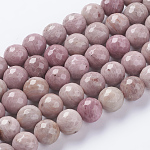 Abalorios naturales rhodonite hebras, teñido, facetados, redondo, rosa, 10mm, agujero: 1 mm, aproximamente 38 pcs / cadena, 15.75 pulgada