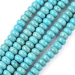 Kunsttürkisfarbenen Perlen Stränge, gefärbt, Rondell, Türkis, 8x5 mm, Bohrung: 1 mm, ca. 80 Stk. / Strang, etwa 15 Zoll