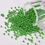 11/0 Grade A Round Glass Seed Beads, Baking Paint, Lime Green, 2.3x1.5mm, Hole: 1mm, about 48500pcs/pound