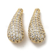 Brass Micro Pave Clear Cubic Zirconia Beads KK-G481-10G