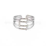 304 Stainless Steel 4 Line Open Cuff Ring for Women RJEW-S405-158P