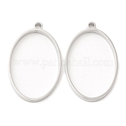 304 pendentifs ovales à lunette arrière ouverte en acier inoxydable STAS-Z040-05P