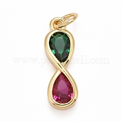 Подвески из латуни с зеленым и красным кубическим цирконием KK-M229-08G