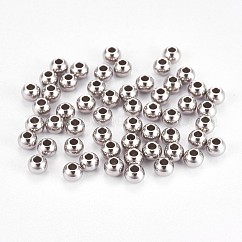 Perline distanziatrici rotonde lisce in acciaio inossidabile 304 anti-appannamento, colore acciaio inossidabile, 3x2mm, Foro: 1.2 mm