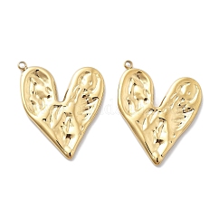 Colgantes de acero inoxidable 304 con recubrimiento al vacío de PVD, charm de corazón, real 18k chapado en oro, 28x22x2.5mm, agujero: 1.5 mm