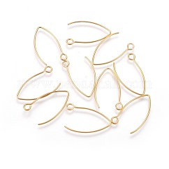 Crochets de boucles d'oreilles en acier inoxydable 304 avec placage ionique (IP), avec boucle horizontale, or, 25.5x15x0.8mm, Trou: 2mm, 20 jauge, pin: 0.8 mm