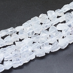 Cuentas de cristal de cuarzo natural en bruto crudo, cristal de roca, pepitas, 6~12x6~10x5~8mm, agujero: 0.7 mm, aproximamente 48 pcs / cadena, 15.75 pulgada (40 cm)