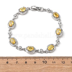 Браслеты-цепочки из овальной латуни с микропаве из кубических цирконий для женщин&nbsp;BJEW-D387-04P-04