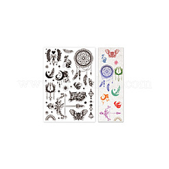 Transparente Stempel aus Kunststoff im Boho-Stil mit Federn&nbsp;DIY-WH0584-0002