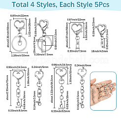 20 шт. 4 стиля застежек для брелка из цинкового сплава&nbsp;FIND-SP0004-22