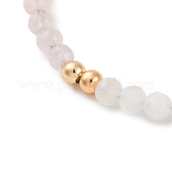 Braccialetti di perline rotonde sfaccettate in quarzo rosa naturale e pietra di luna arcobaleno&nbsp;BJEW-JB11205