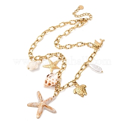 Женские кулоны с подвесками в виде морских звезд&nbsp;NJEW-Z095-02G