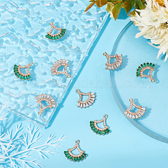 12 шт. подвески из латуни 2 цветов с микропаве из прозрачных и зеленых кубических цирконий&nbsp;KK-BBC0001-91