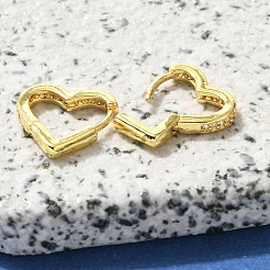 Серьги-кольца из латуни с прозрачным фианитом&nbsp;EJEW-M047-09G