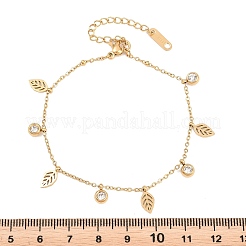 Pulseras con dijes de acero inoxidable 304 y rhinestone&nbsp;BJEW-B171-15G