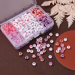 8 стиль розовых и фиолетовых непрозрачных акриловых бусин серии&nbsp;MACR-YW0001-50