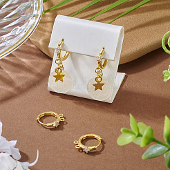 2шт латунные серьги-кольца с микро-паве из прозрачного кубического циркония&nbsp;KK-TA0003-35